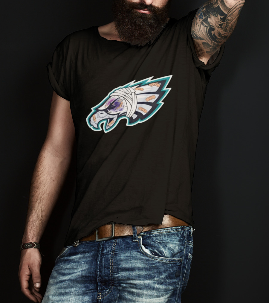 Philadelphia Eagles Injured Bandaged Logo Sports Humor T-Shirt