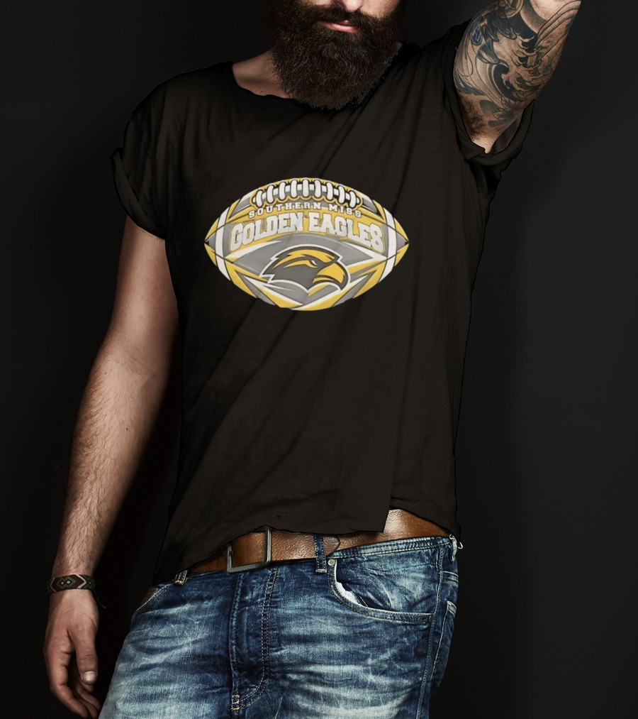 Southern Miss Golden Eagles Football NCAA Oval Shape Eagle Head T-Shirt