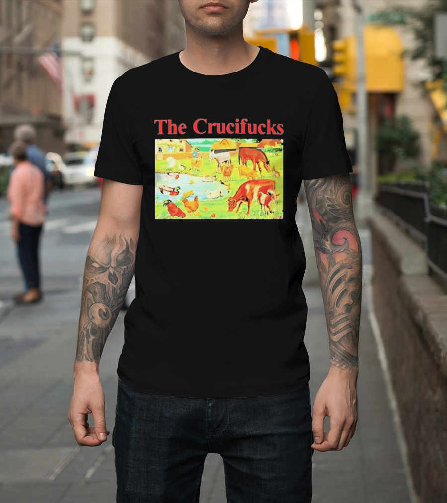 The Crucifucks Farm Animals Punk Rock Band Pastoral Scene T-Shirt