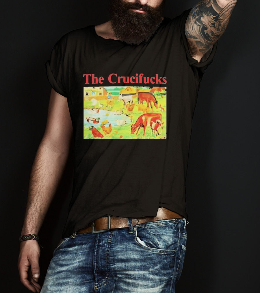 The Crucifucks Farm Animals Punk Rock Band Pastoral Scene T-Shirt