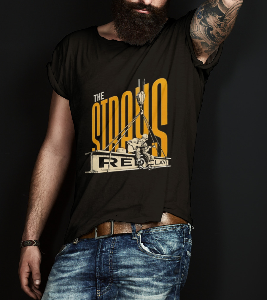The Straus Red Clay Construction Worker Playing Guitar T-Shirt