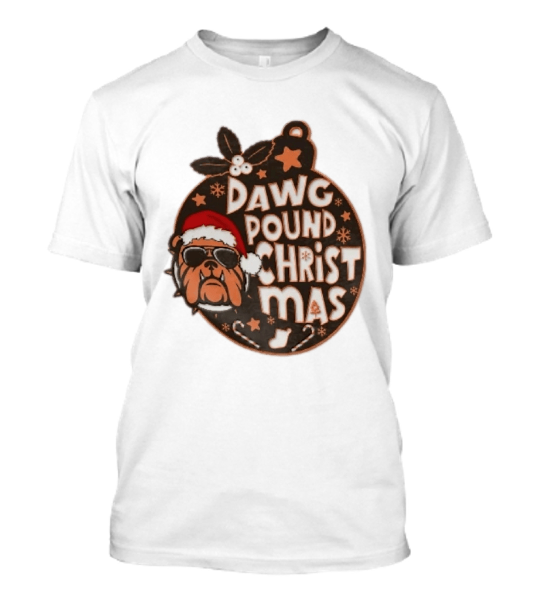 Cleveland Browns Dawg Pound Christmas Santa Bulldog Holiday Sweater T-Shirt