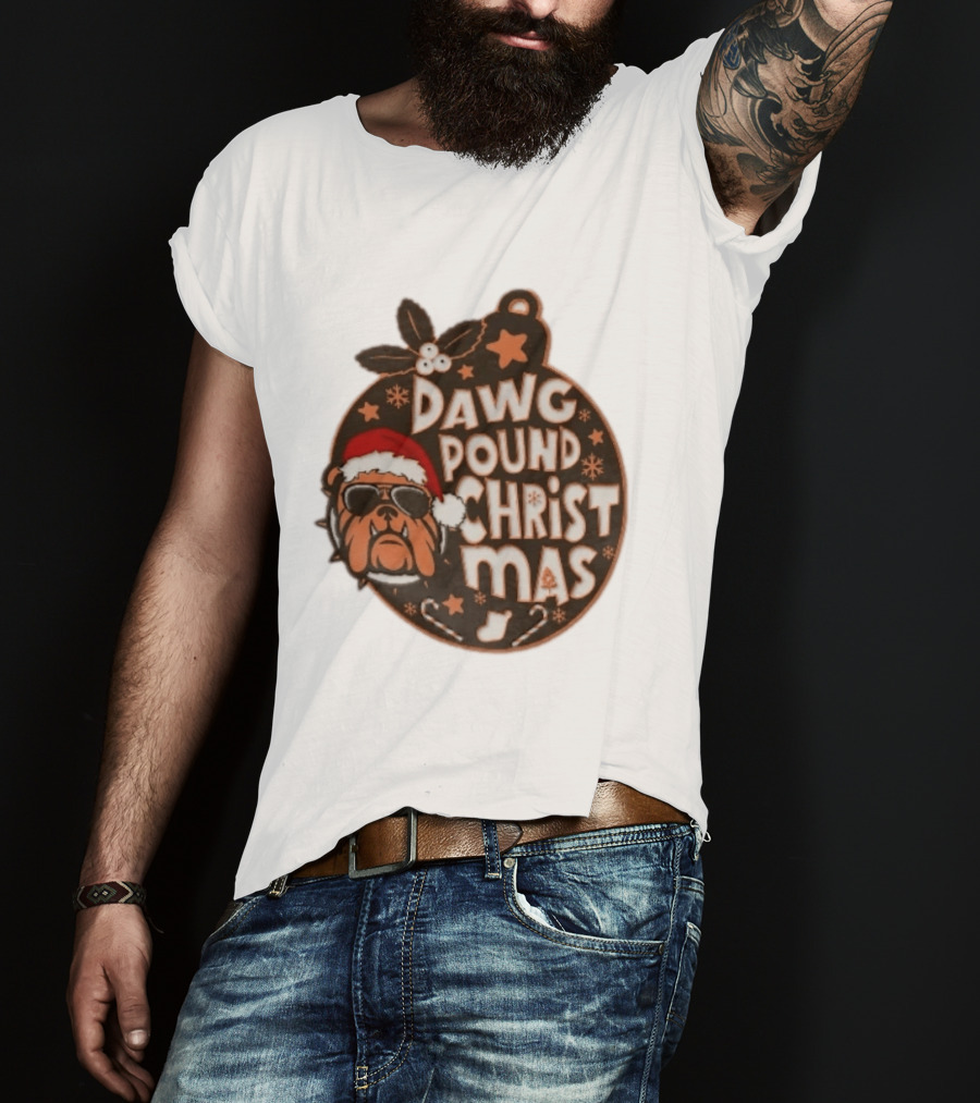 Cleveland Browns Dawg Pound Christmas Santa Bulldog Holiday Sweater T-Shirt