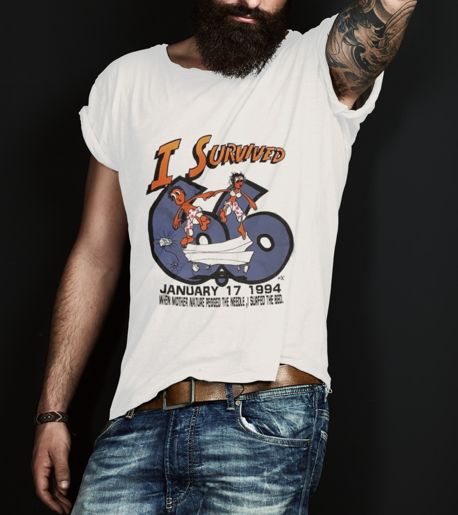 I Survived January 17 1994 Northridge Los Angeles Earthquake Duo On 66 Route T-Shirt