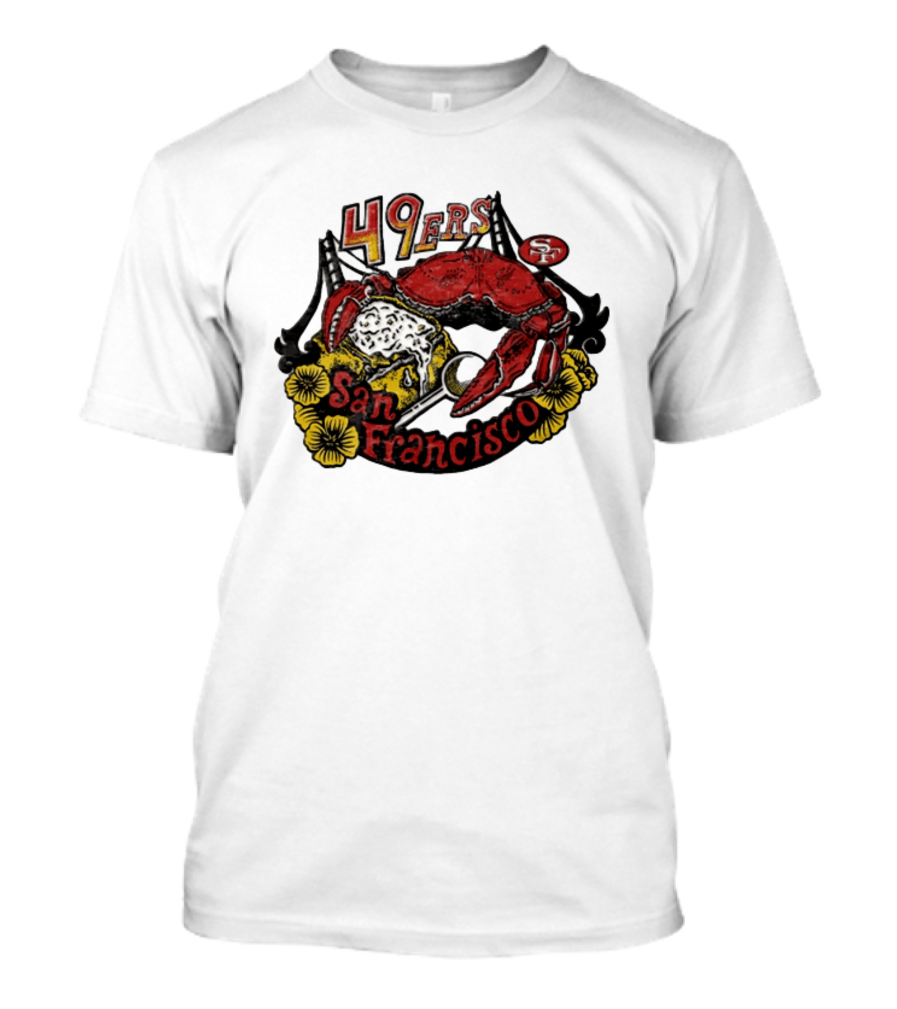 San Francisco 49ers Crab Sourdough Bread Golden Gate T-Shirt