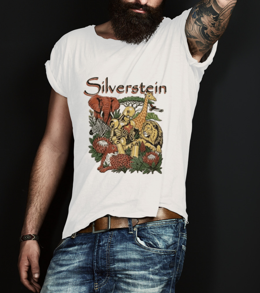 Silverstein Safari Robot With Elephant Giraffe Lion Leopard Post Hardcore T-Shirt