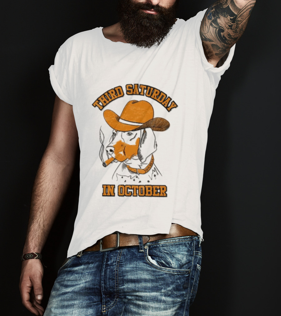 Third Saturday In October Tennessee Volunteers Dog With Cowboy Hat T-Shirt