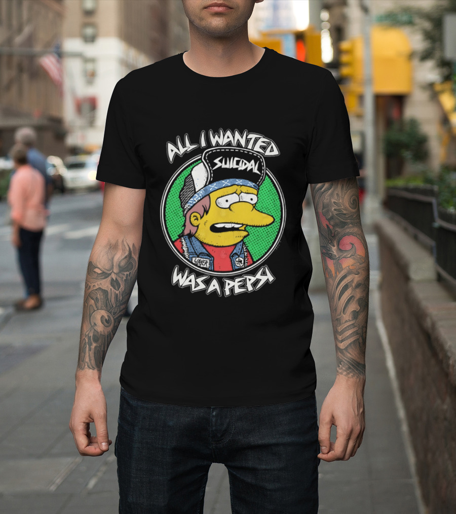 All I Wanted Was A Pepsi Suicidal Distressed Cartoon T-Shirt