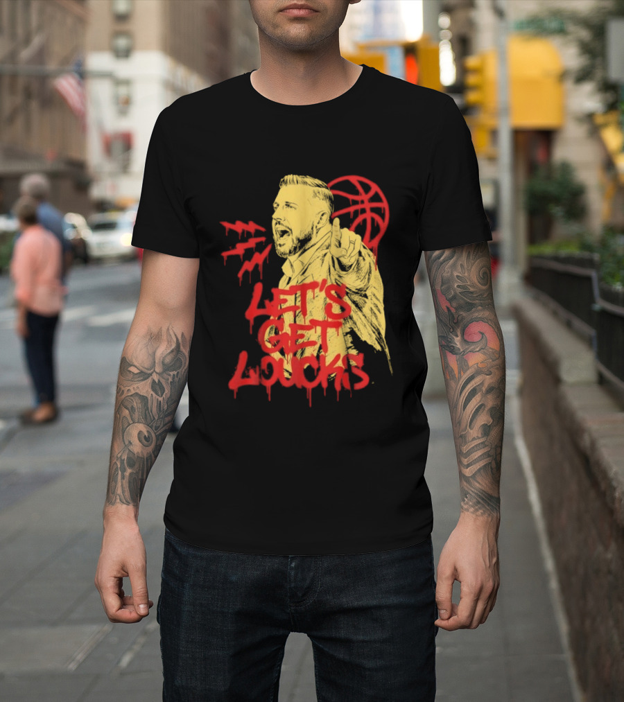 Let's Get Loucks Basketball Coach Sports Red Dripping T-Shirt