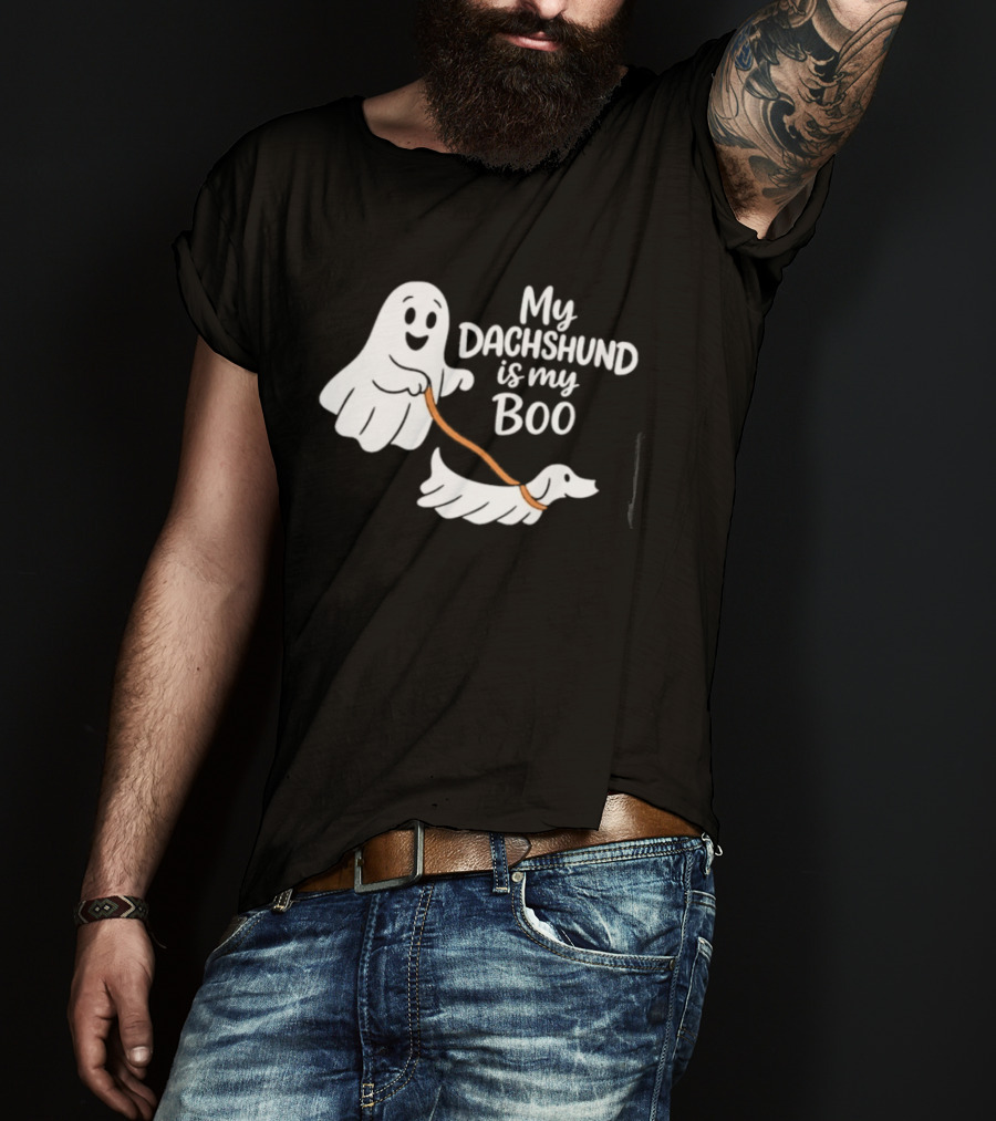 Playful Halloween Ghost Dog My Dachshund Is My Boo T-Shirt