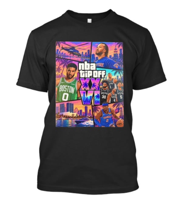 NBA Tipoff Jalen Brunson Jayson Tatum Victor Wembanyama Julian Champagnie Jeremy Sochan Shai Gilgeous Alexander T-Shirt