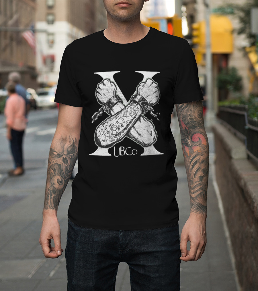 Robbie X UBCO Crossed Arms Shackles Tattoos T-Shirt