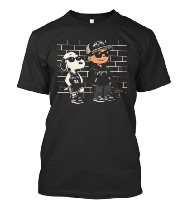 Snoopy And Kid Wearing San Antonio Spurs Gear Number 21 T-Shirt