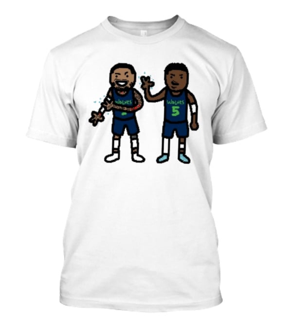 Anthony Edwards Jaden McDaniels Timberwolves 5 Pixel Players T-Shirt