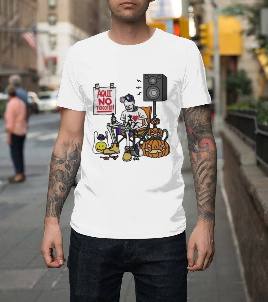 I Love New York Aqui No Tricotri Skeleton Halloween Pumpkin Speaker Chair T-Shirt