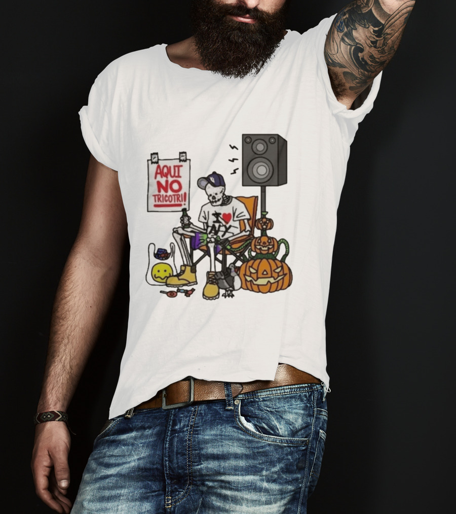 I Love New York Aqui No Tricotri Skeleton Halloween Pumpkin Speaker Chair T-Shirt
