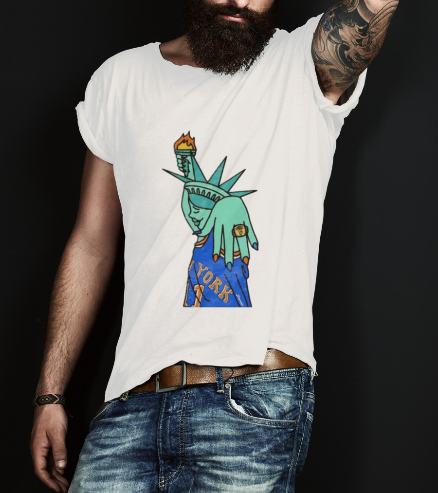 Jalen Brunson New York Knicks Liberty Statue Basketball Fan T-Shirt