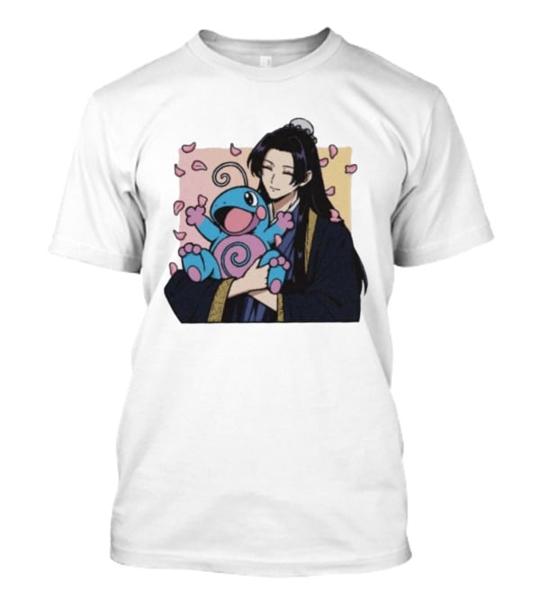 Jinshi From The Apothecary Diaries Holding Politoed Surrounded By Falling Petals T-Shirt
