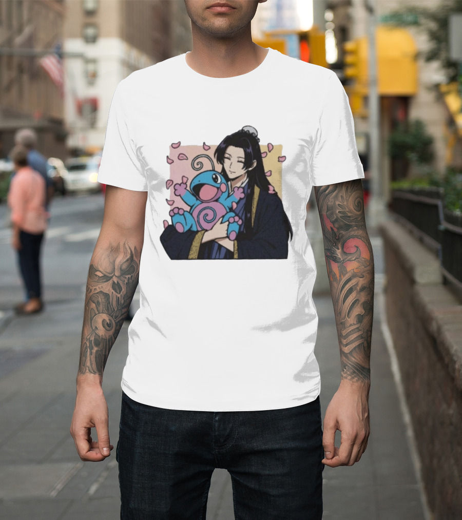 Jinshi From The Apothecary Diaries Holding Politoed Surrounded By Falling Petals T-Shirt