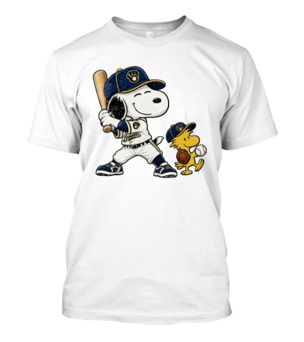 Snoopy Woodstock Milwaukee Brewers Baseball Fan Gear Classic Peanuts Characters T-Shirt