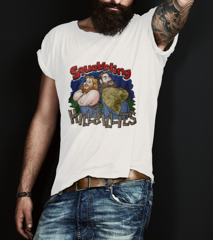 Squabbling Hillbillies Cartoon Duo In Rustic T-Shirt