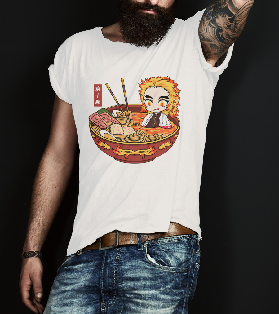 Kimetsu No Yaiba Demon Slayer Rengoku In Ramen Bowl Anime T-Shirt