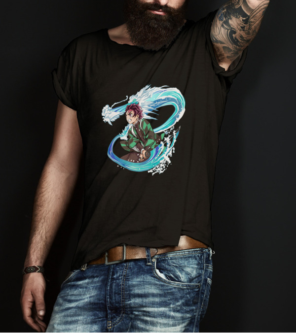 Demon Slayer Kimetsu No Yaiba Tanjiro Kamado Water Breathing Technique Dragon Wave T-Shirt