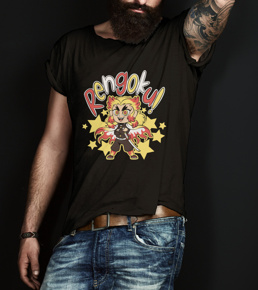 Rengoku Demon Slayer Kimetsu No Yaiba Starburst Character T-Shirt