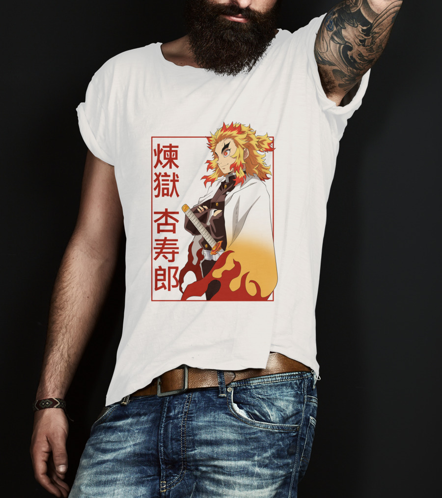 Demon Slayer Kimetsu No Yaiba Rengoku Kyojuro Flame Hashira T-Shirt