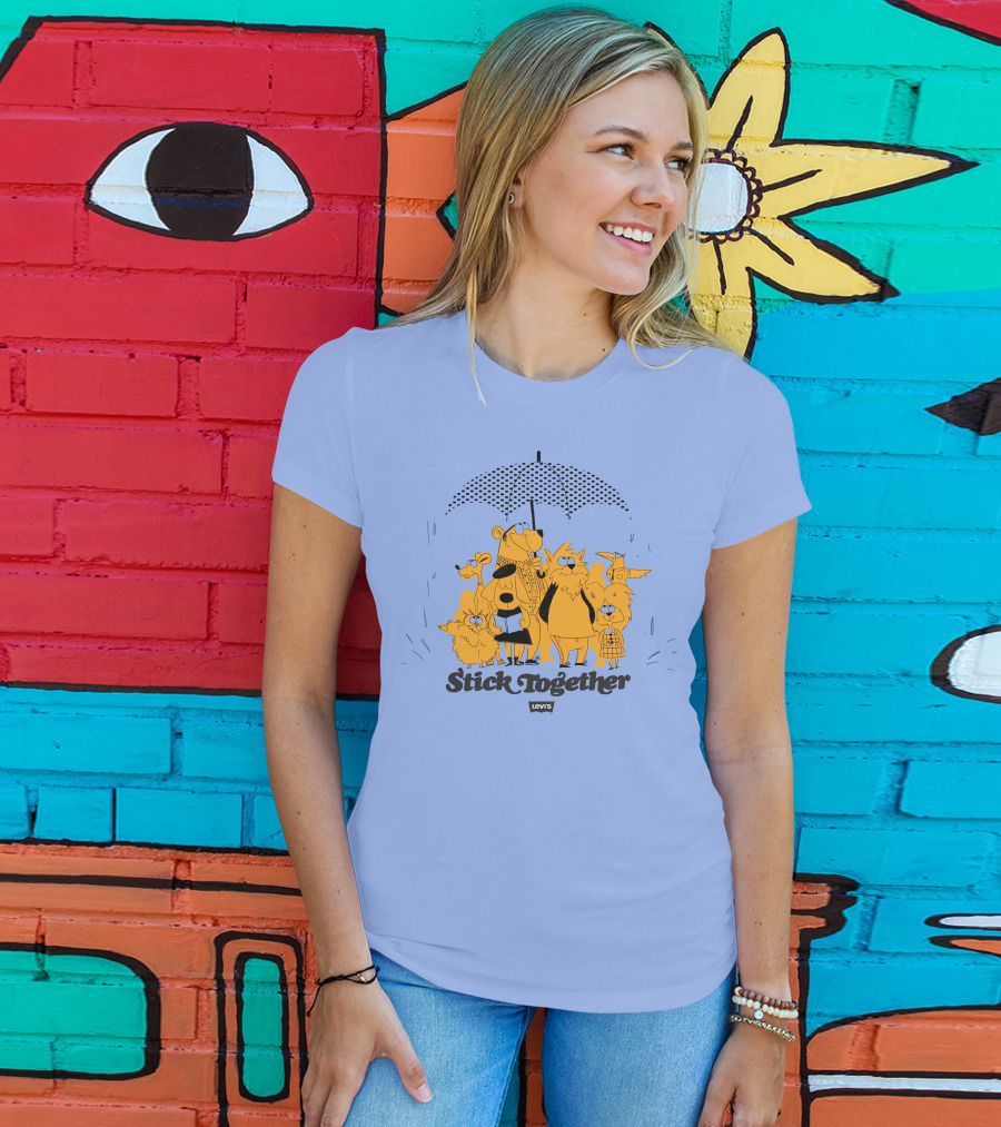 Stick Together Levi's Umbrella Animal Friends Collaboration T-Shirt