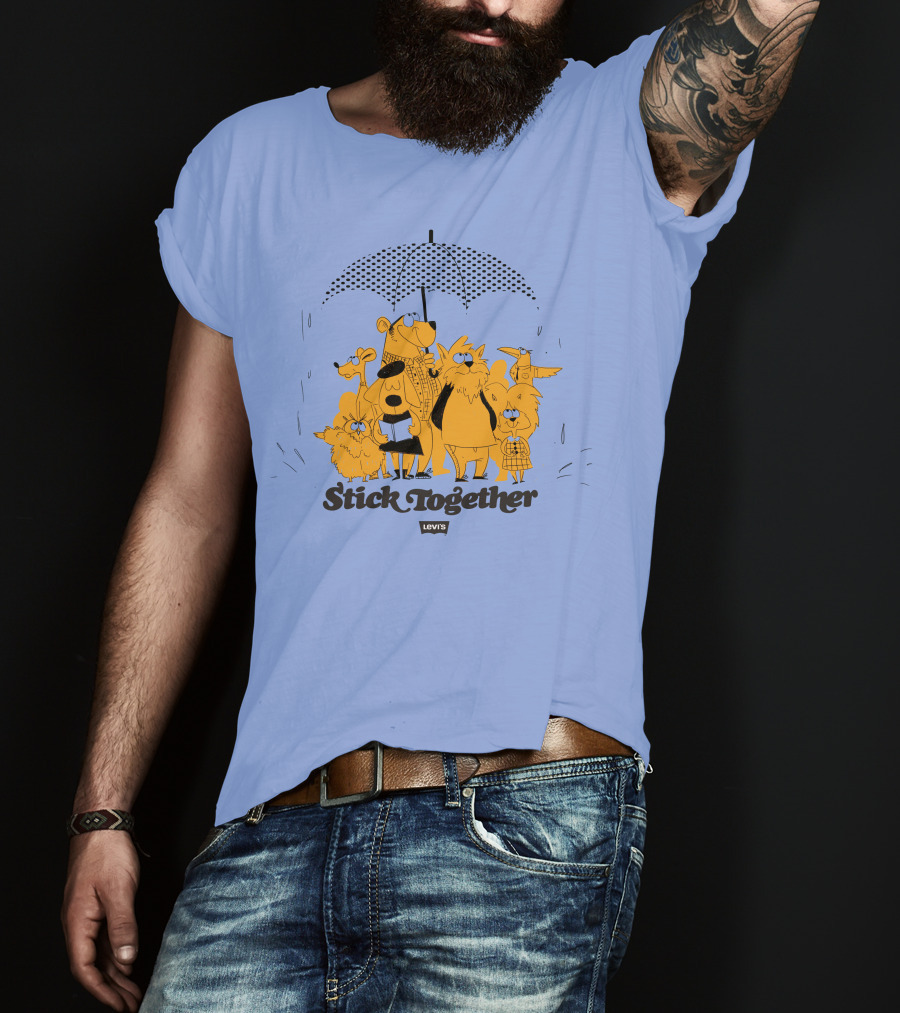 Stick Together Levi's Umbrella Animal Friends Collaboration T-Shirt