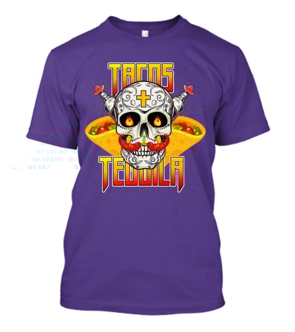 Tacos Tequila Skull Mexican Cuisine Party T-Shirt