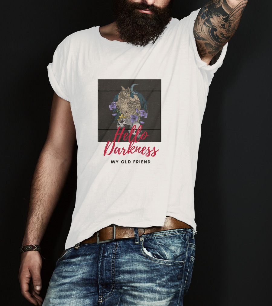Hello Darkness My Old Friend Owl And Moon T-Shirt