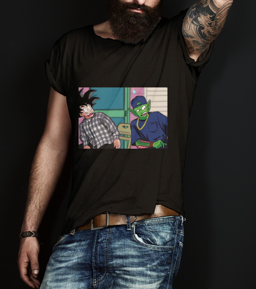 Goku And Piccolo Damn Friday Crossover Plaid Shirt Gold Chain Hat T-Shirt