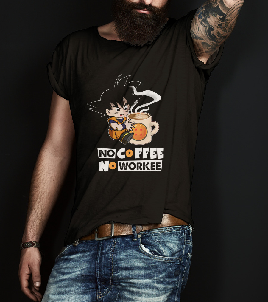 Kid Goku No Coffee No Workee Dragon Ball Mug T-Shirt