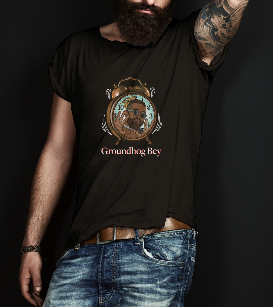 Groundhog Bey Alarm Clock Illustration Design Pro Wrestling T-Shirt
