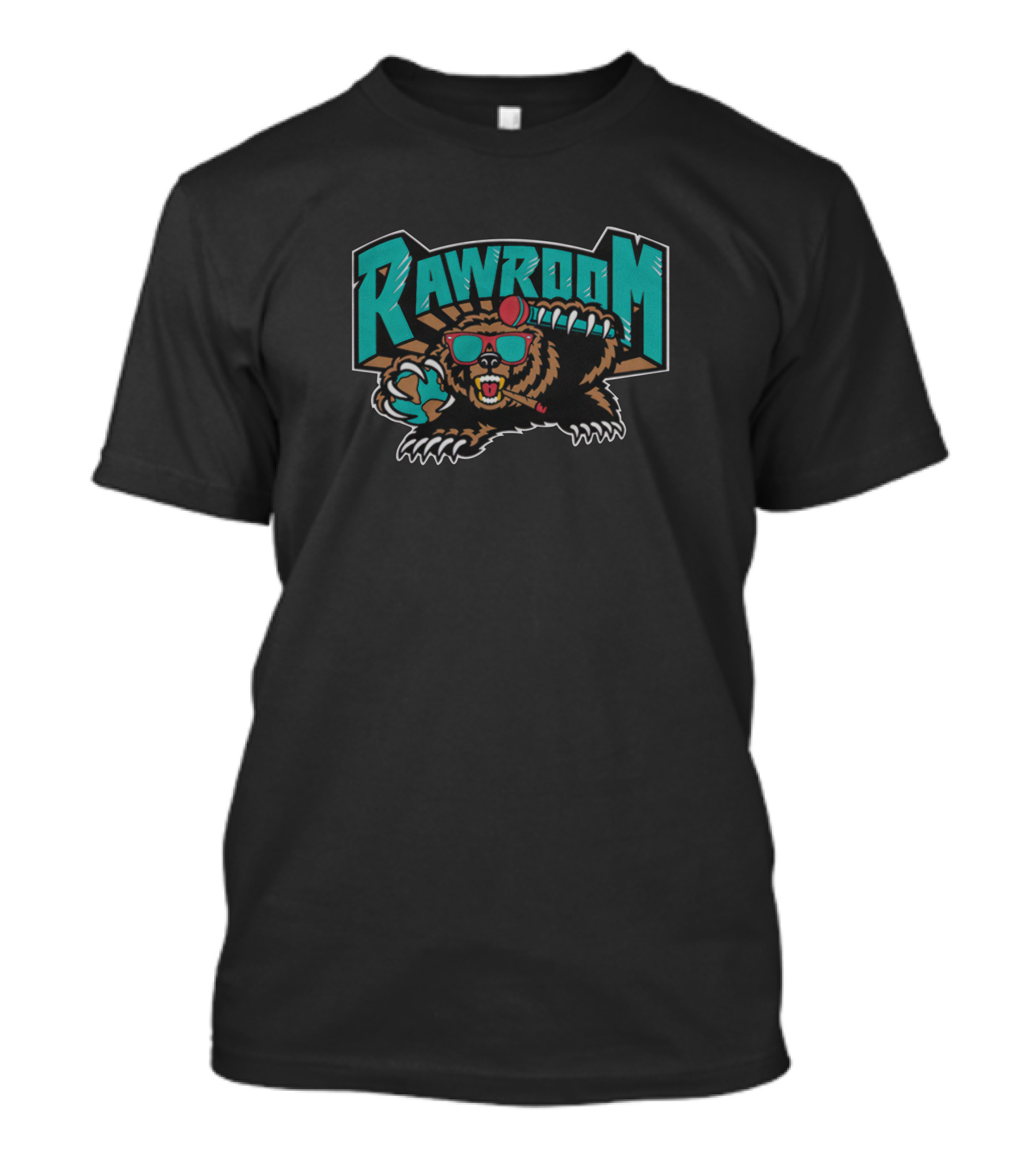 Raw Room Merch Grizz Champion Bear With Football And Sunglasses T-Shirt