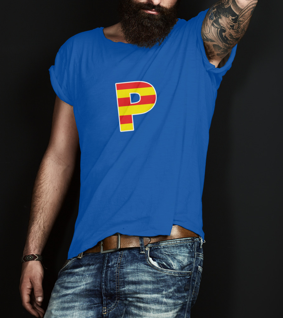 Pghlfilms P Yellow And Red Stripes Blue Background T-Shirt
