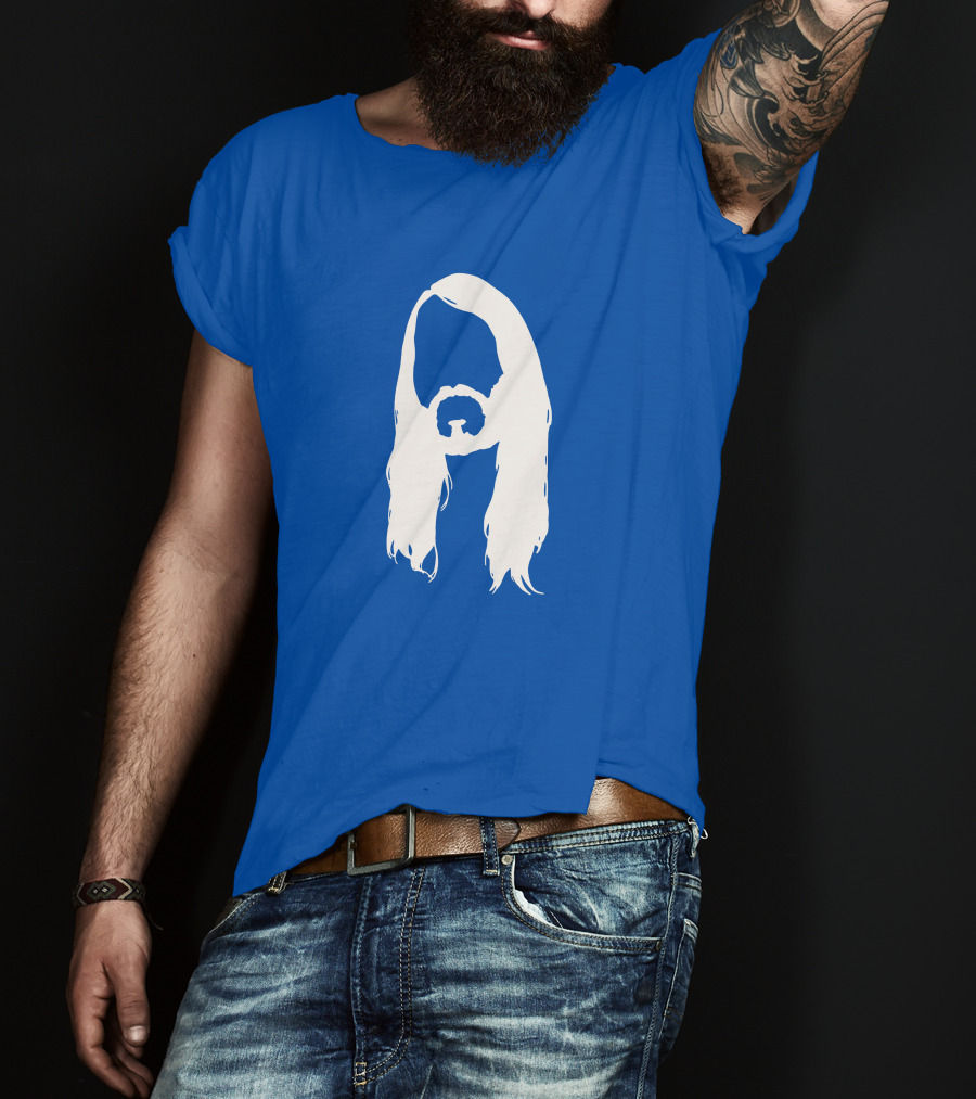 Moist Merch Charlie Head Silhouette Long Hair Blue T-Shirt