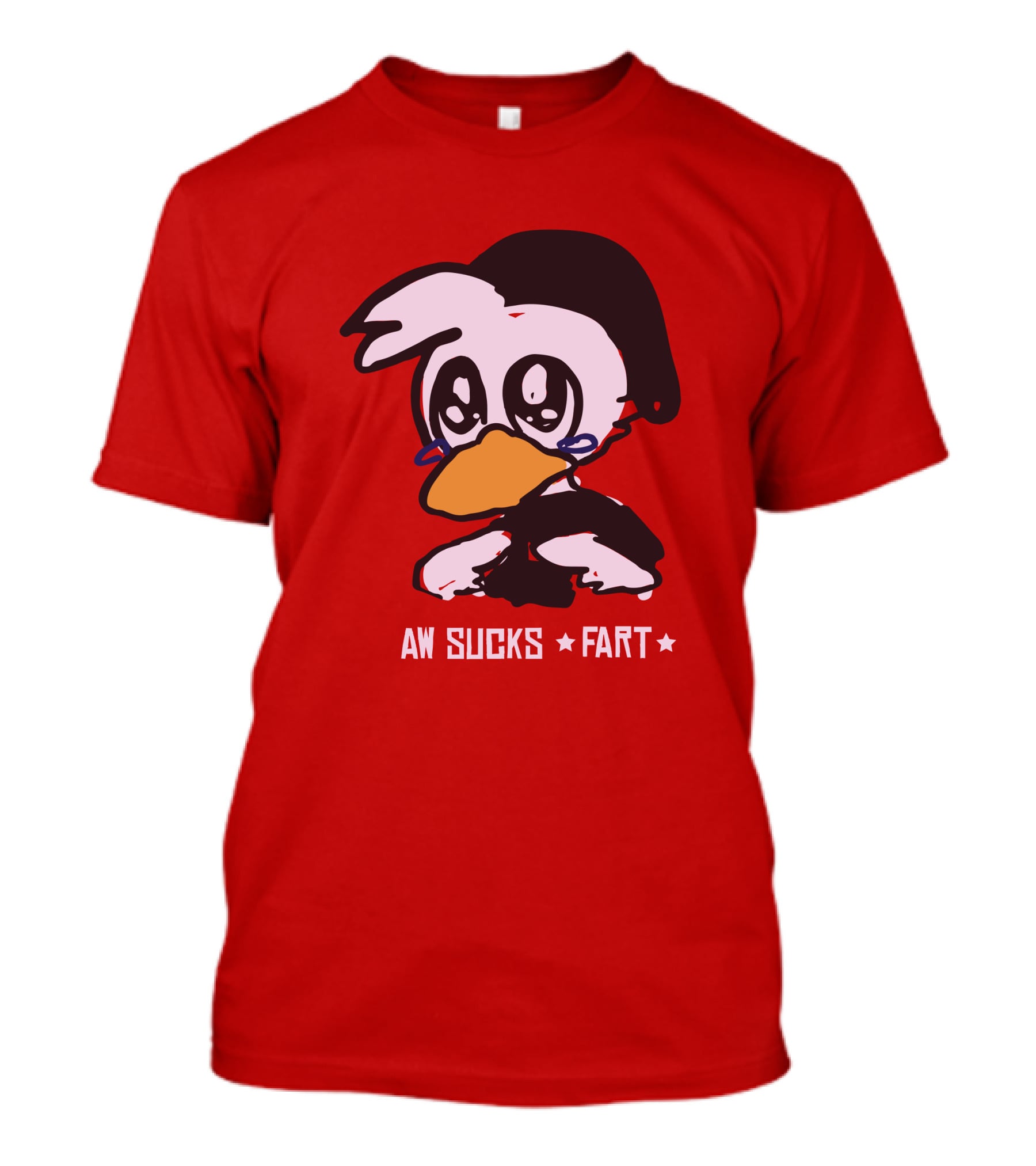Aw Sucks Fart Crying Duck Cartoon T-Shirt