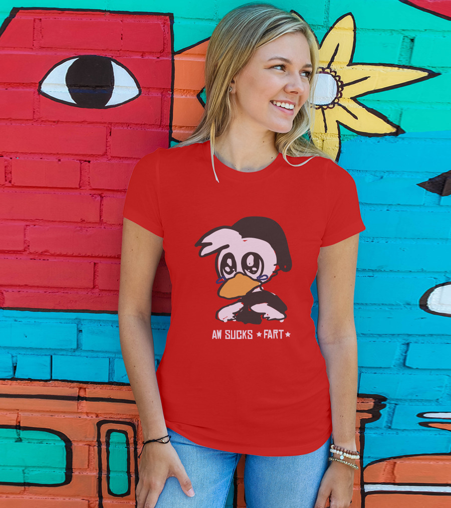 Aw Sucks Fart Crying Duck Cartoon T-Shirt
