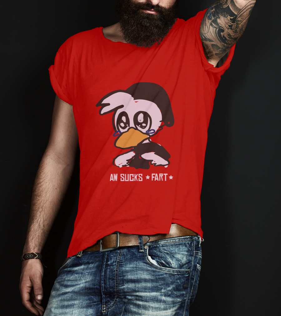 Aw Sucks Fart Crying Duck Cartoon T-Shirt