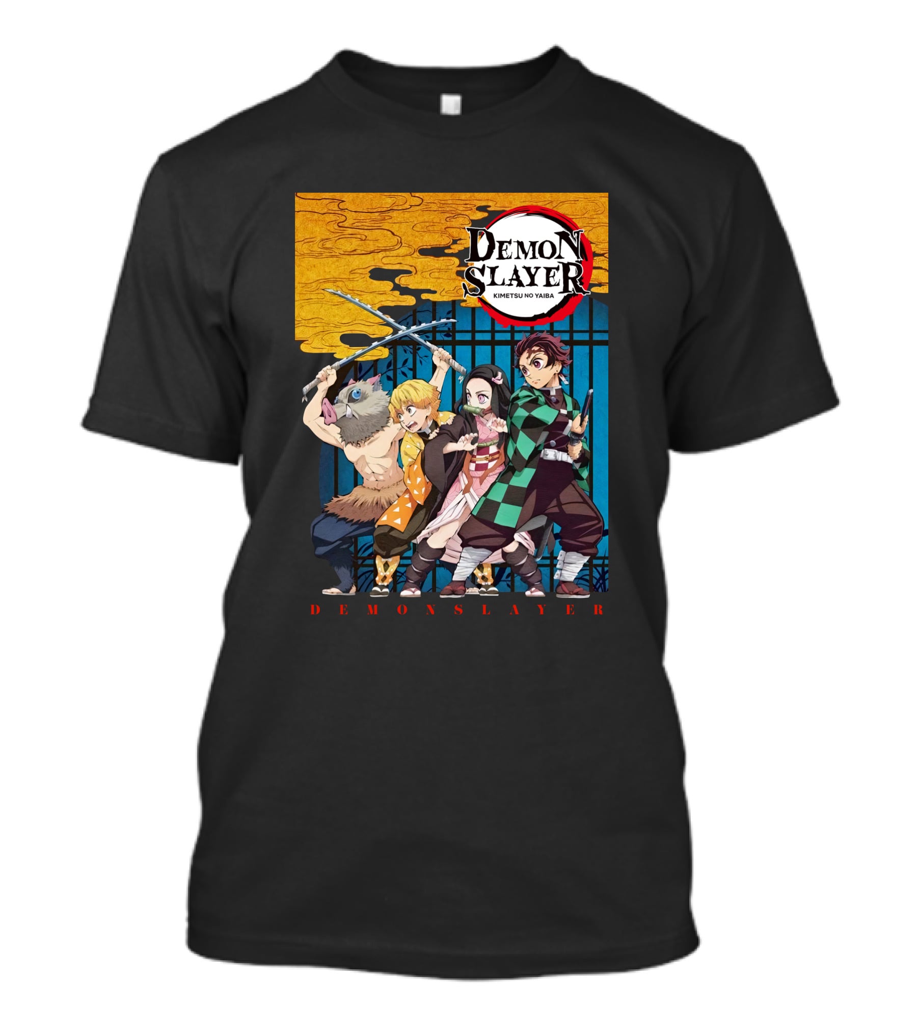 Demon Slayer Kimetsu No Yaiba Tanjiro Nezuko Zenitsu Inosuke Visual T-Shirt