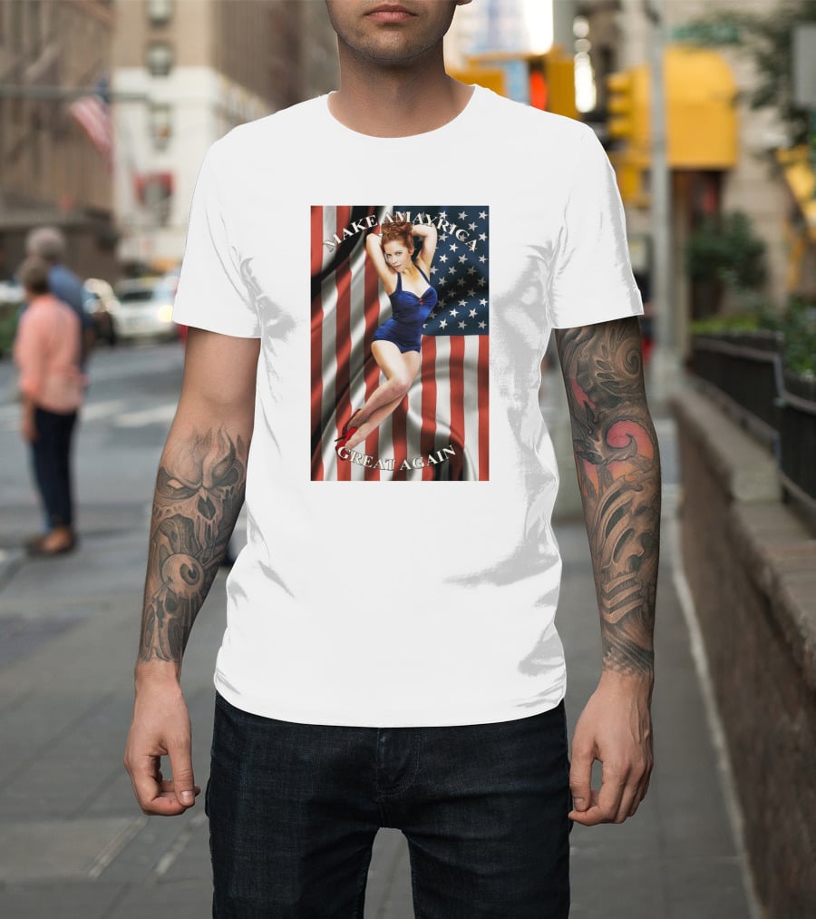 Make America Great Again US Flag Pin-Up Model T-Shirt