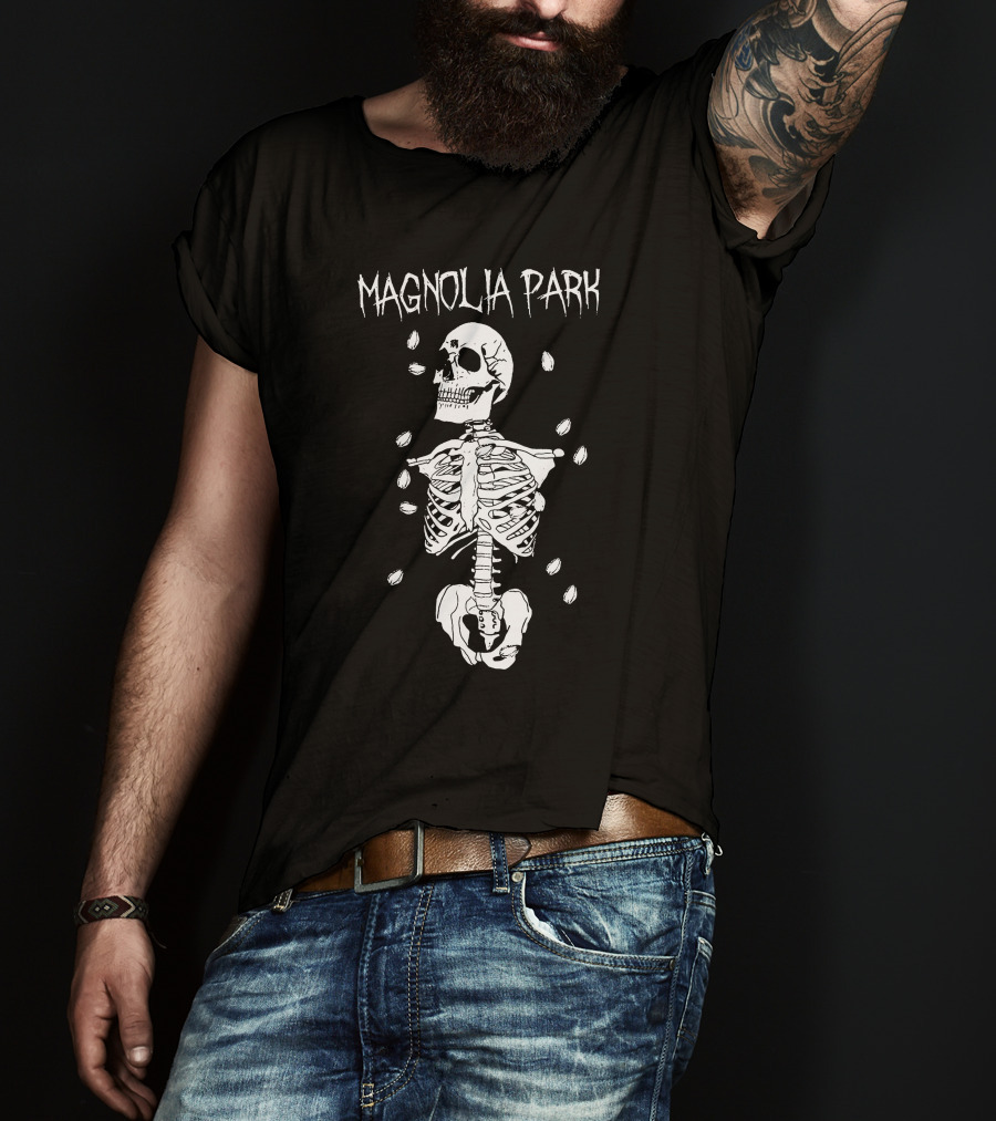 Magnolia Park Skeleton Design With Petals T-Shirt