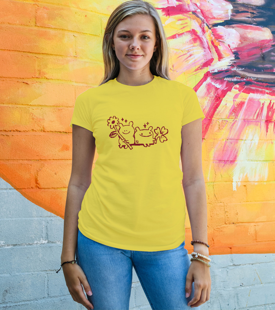 Megan Rose Ruiz Bear Friends Meg Zavala Cute Smiling Flower Duo T-Shirt