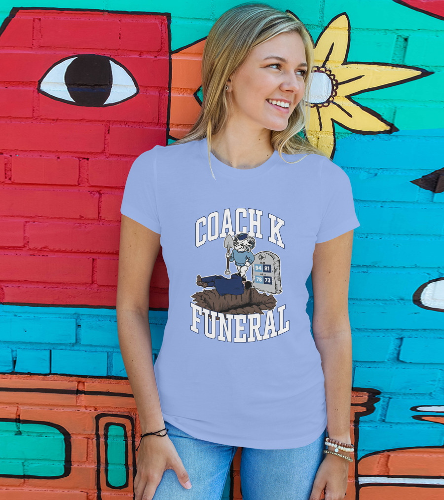 Big Cat Coach K Funeral Digging Cartoon Shovel Logo Dave Portnoy T-Shirt