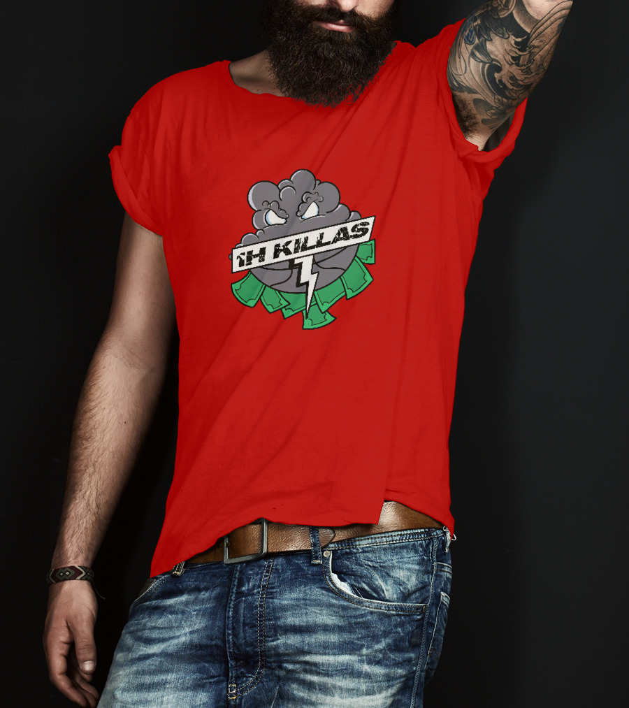 1H Killas Angry Cloud With Lightning And Money T-Shirt