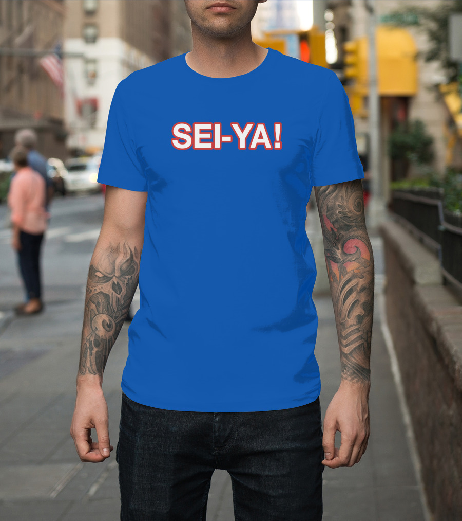 SEI-YA Obvious Phrase in Bold Red and White Block Text T-Shirt