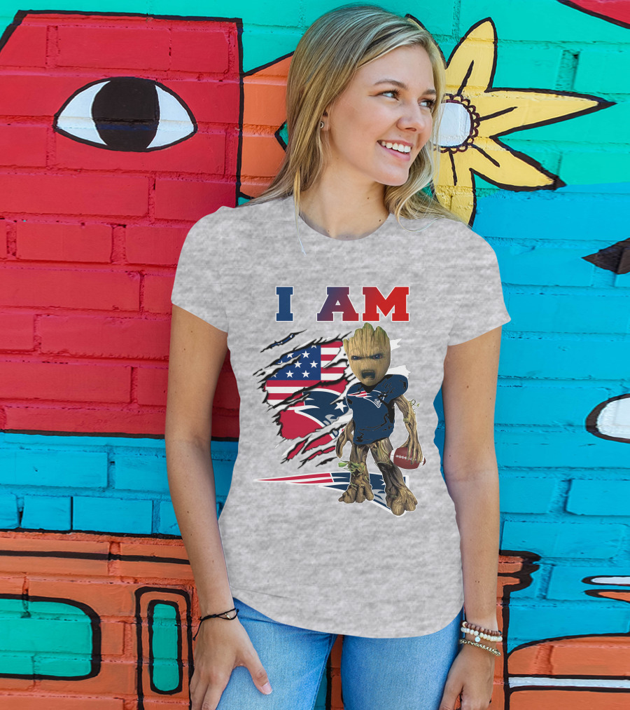 I Am Patriots Baby Groot Football Fan T-Shirt